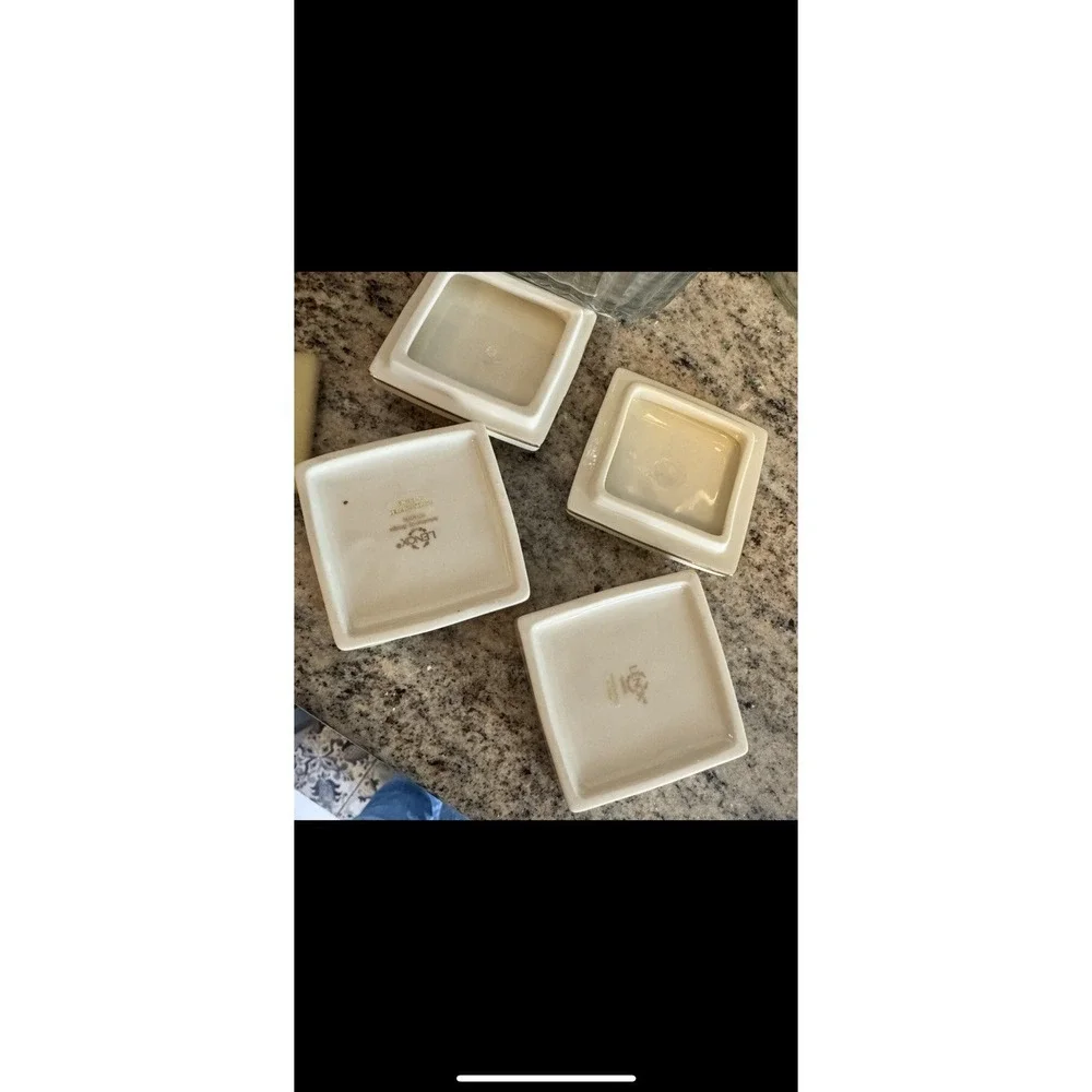 2-cream white Lennox trinket boxes Gold Tone